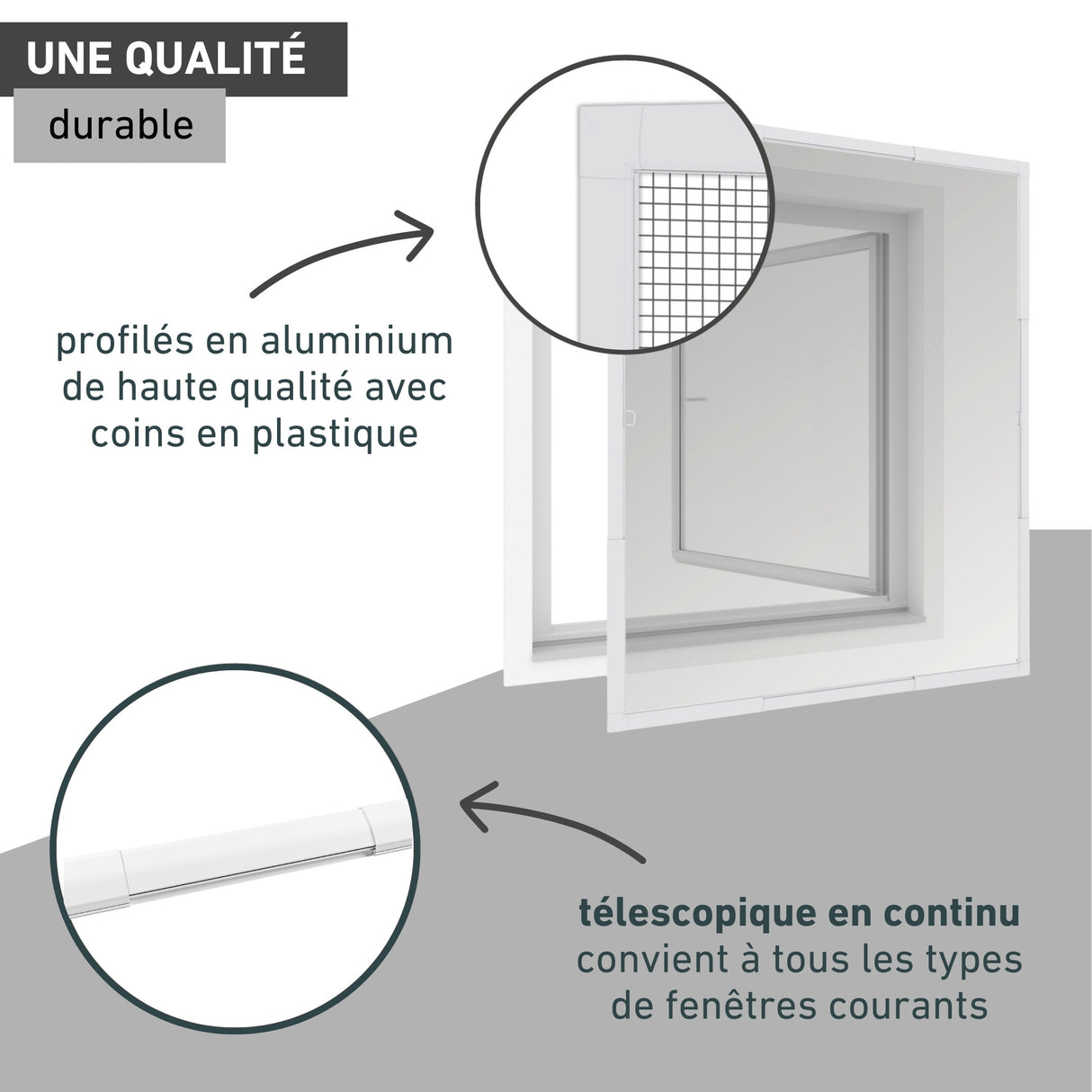 Cadre télescopique pour fenêtres